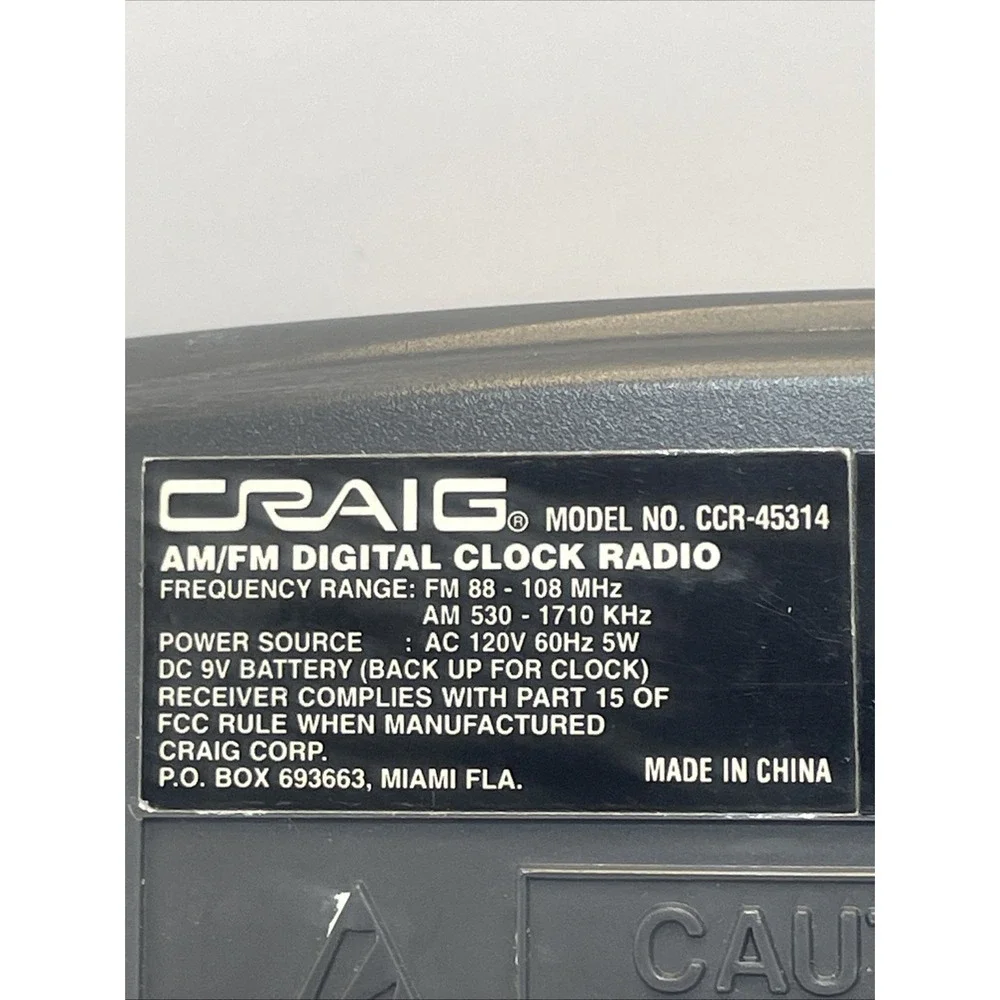 Craig FM RADIO‎ ALARM CLOCK Model NO:-CCR45314 Tested